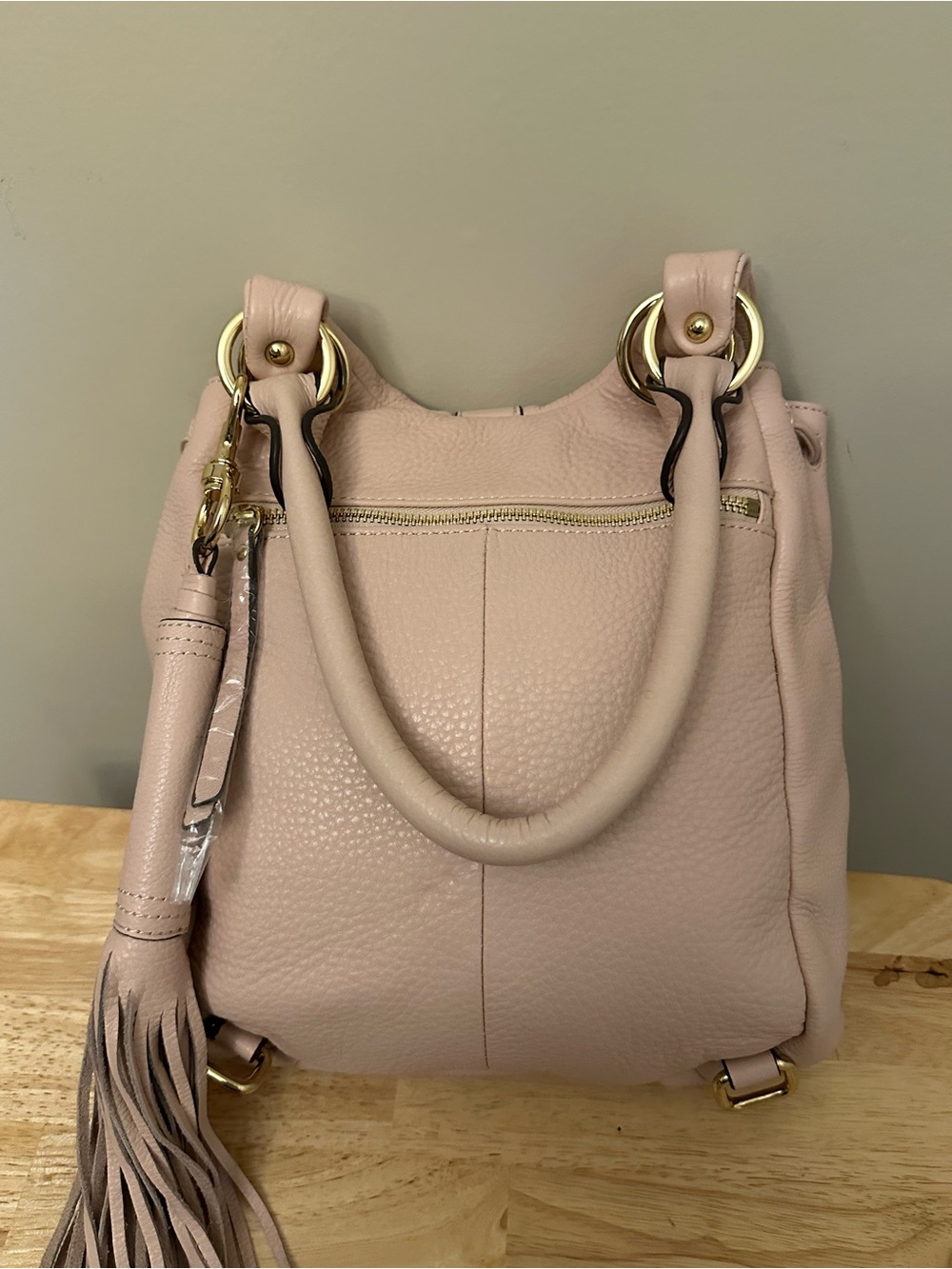 G.I.L.I. Blush Pink Leather Hobo with Gold Hardware - Picture 15 of 16